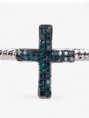 Blue Diamond Cross Ring - Women’s Jewelry Ring